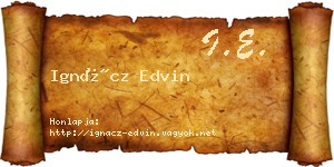 Ignácz Edvin névjegykártya